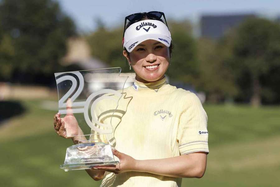 Nishimura celebrates her win Nishimura celebrates her win
