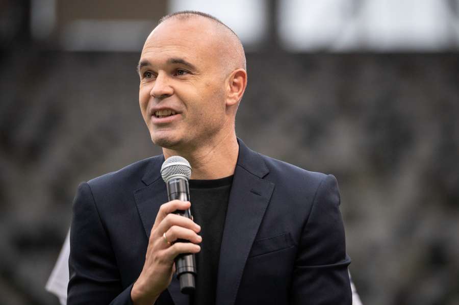 Vissel Kobe's Andres Iniesta attends a public relation event at Japan National Stadium in Tokyo on September 8, 2022