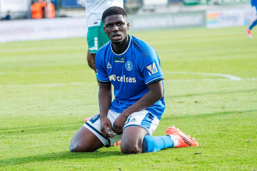 Michael Opoku havde søndag en gylden chance for at sikre Lyngby BK alle tre point mod Viborg FF.