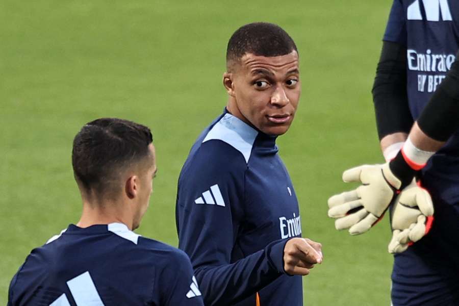 Kylian Mbappé, en un entrenamiento del Real Madrid.