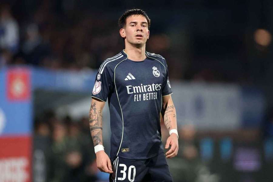 Mastantuono, en un partido del Madrid