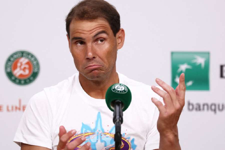 Rafael Nadal durante coletiva de imprensa em Roland Garros