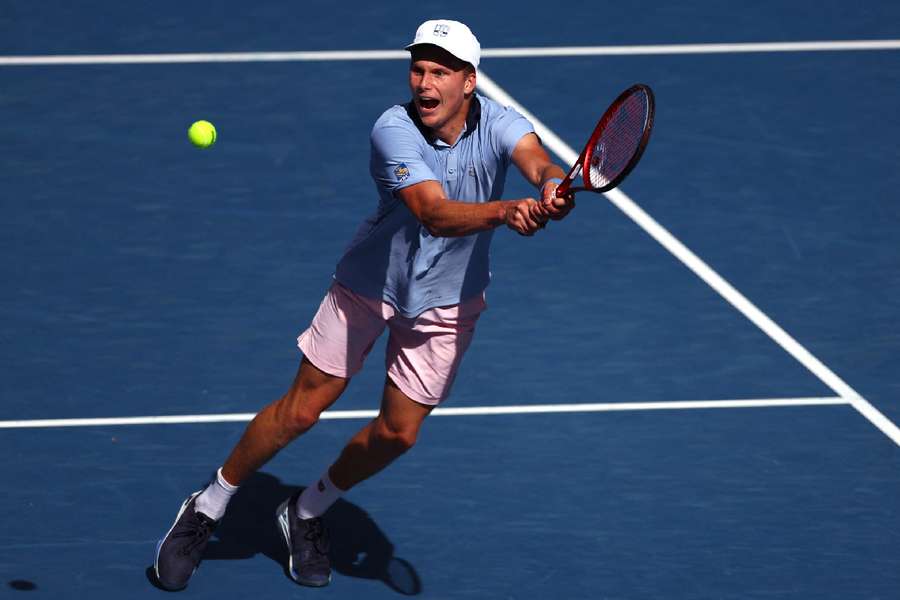 Jenson Brooksby in action during the 2023 Australian Open