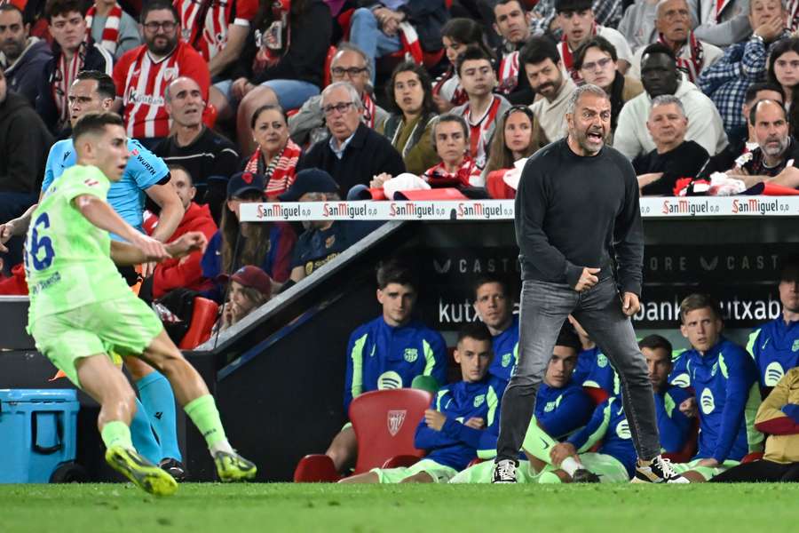 Hansi Flick, durante el Athletic-Barça
