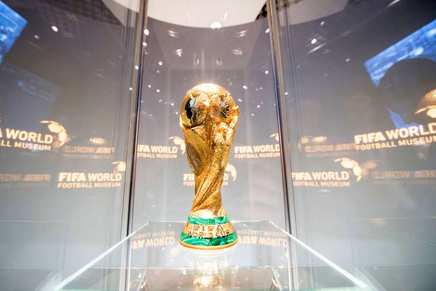 The FIFA World Cup trophy on display in Zurich