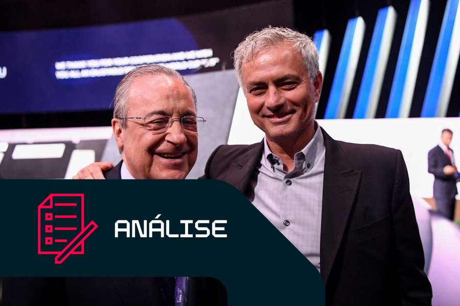 O presidente do Real Madrid, Florentino Pérez, com José Mourinho