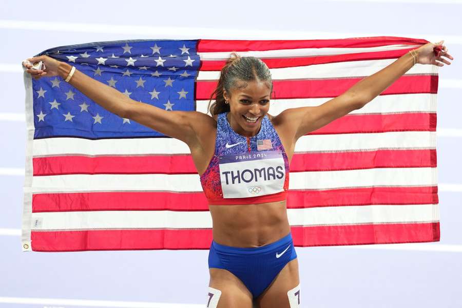 Gabby Thomas of USA wins the gold medal in the Women's 200m 