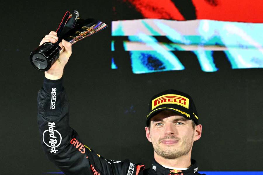 Max Verstappen afgelopen weekend na afloop van de Grand Prix van Singapore waarin hij tweede werd