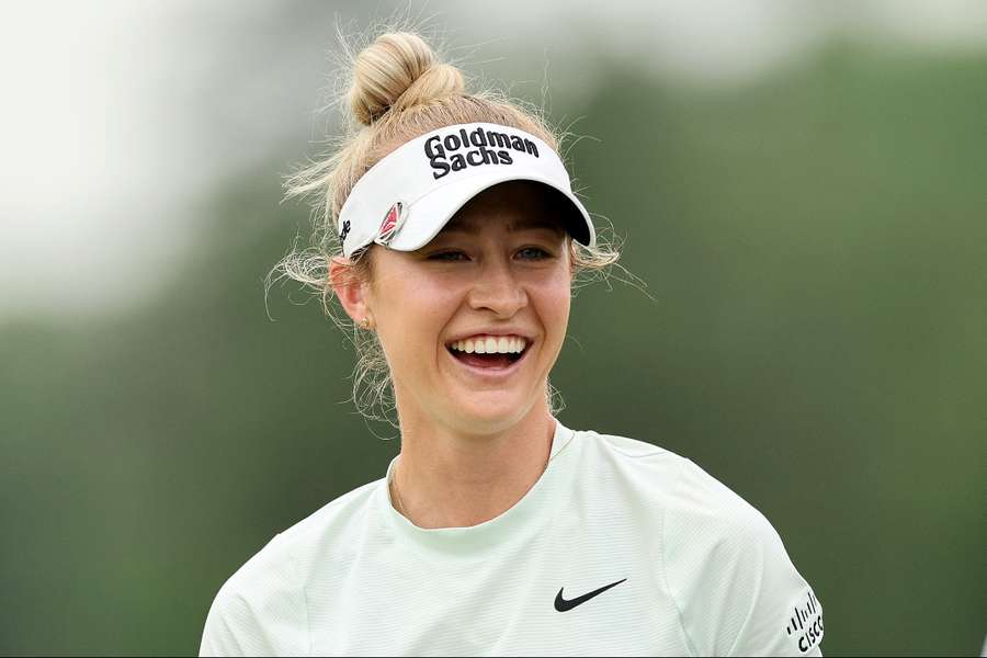 World number one Nelly Korda laughs during practice for the LPGA's Chevron Championship