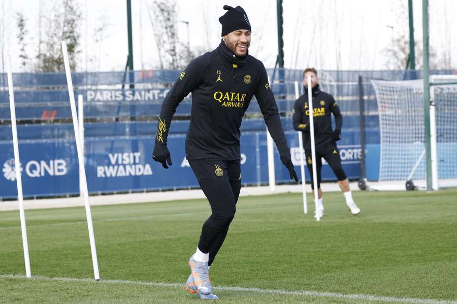 Neymar à l'entraînement ce lundi. 