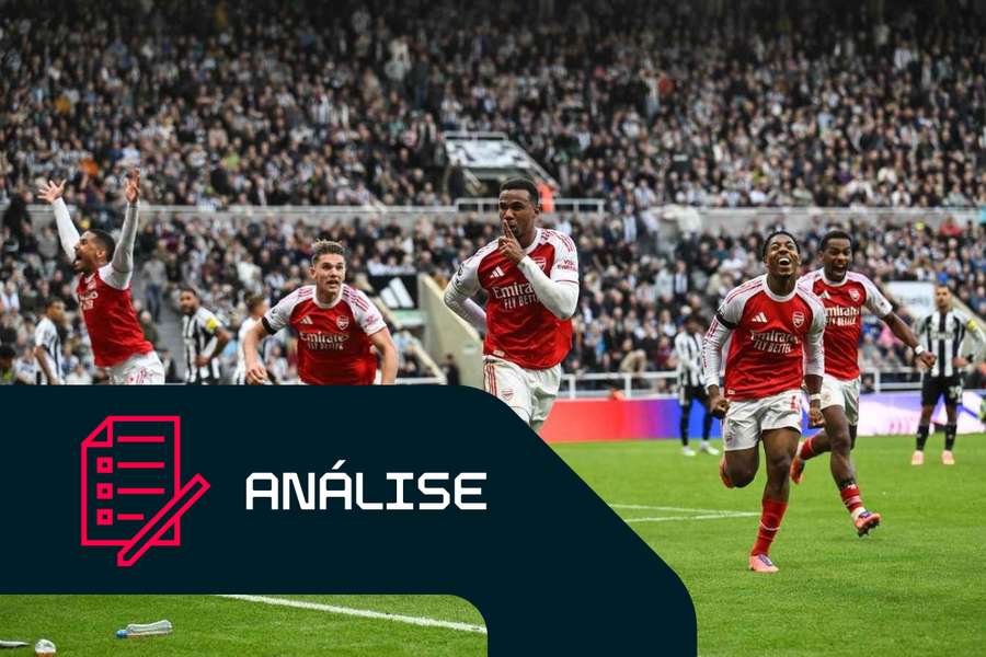 Gabriel celebra o segundo golo contra o Newcastle United