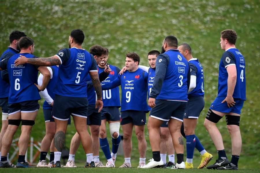 France players in training ahead of the Wales match