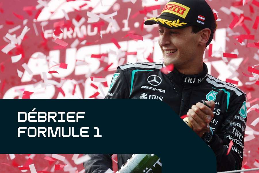George Russell savourant son podium.