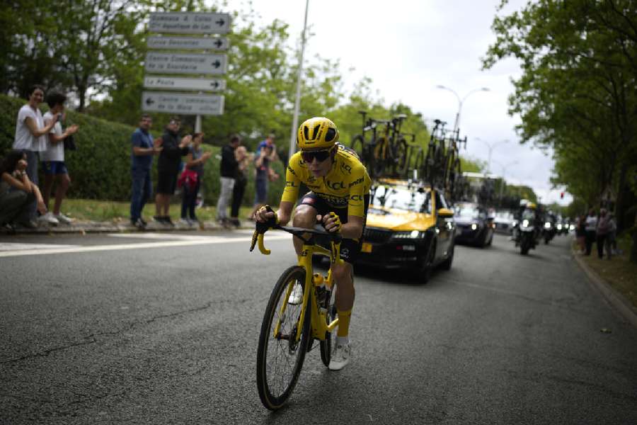 Vingegaard in the yellow jersey during the Tour de France