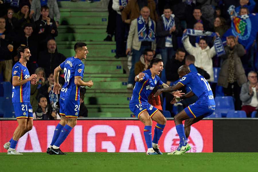 El Getafe, celebrando