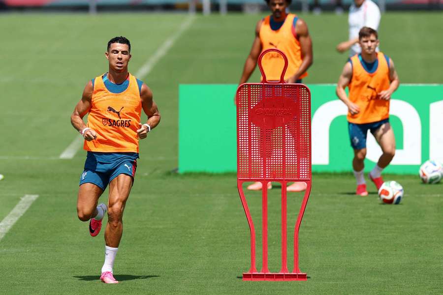 Cristiano Ronaldo no treino de Portugal em Palm Beach