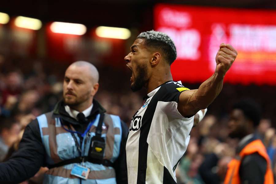 Newcastle United's Joelinton celebrates scoring their second goal against Forest