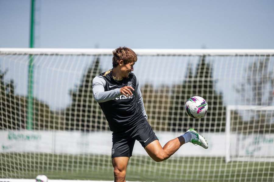 Morita no treino de quarta-feira do Sporting