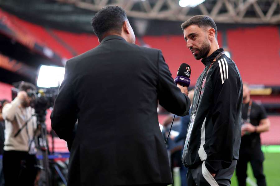 Bruno Fernandes em Bilbau, palco da final da Liga Europa