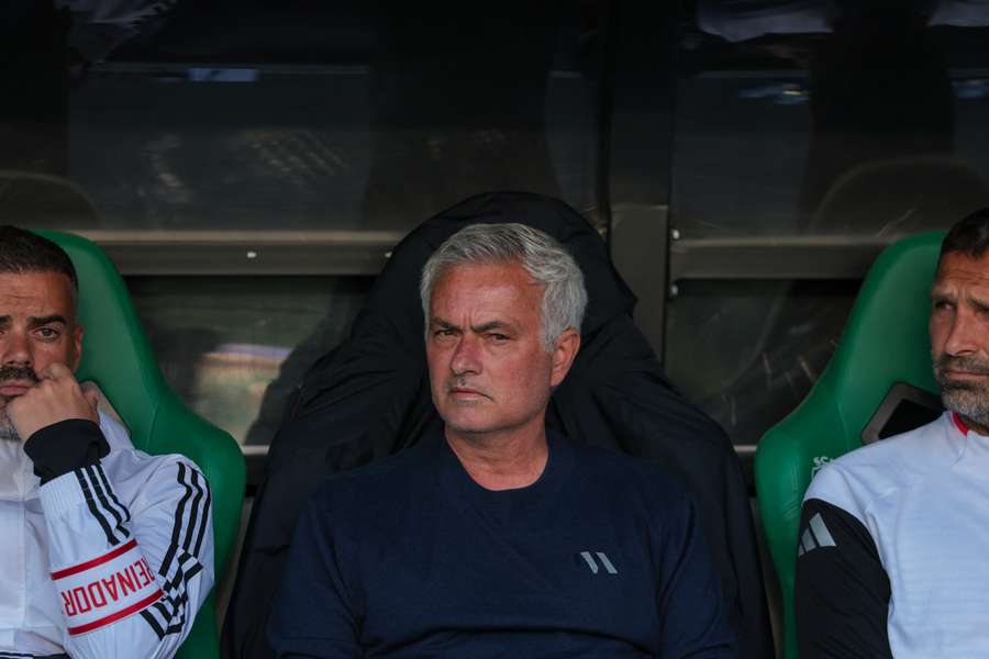 Jose Mourinho on the coaches bench