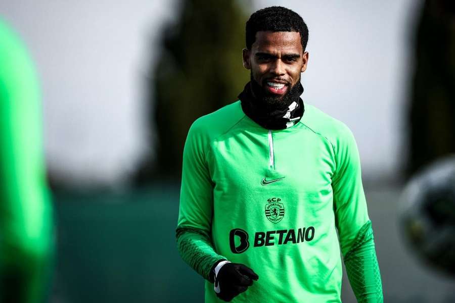 St. Juste no treino desta manhã, em Alcochete
