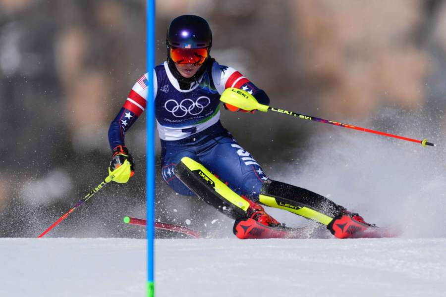 Mikaela Shiffrin in action during the Winter Olympics Mikaela Shiffrin in action during the Winter Olympics