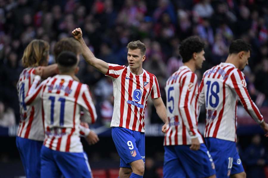 Alexander Sorloth of Atletico Madrid celebrates