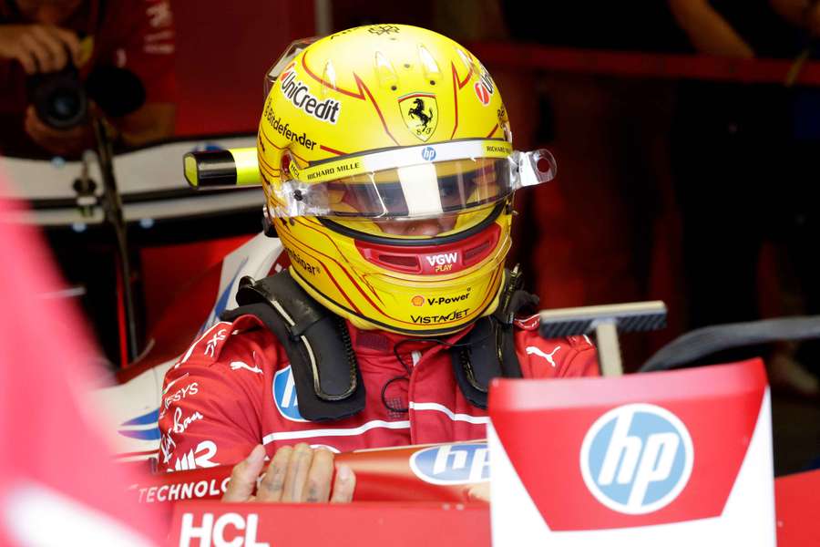 Ferrari's Lewis Hamilton during practice in Baku