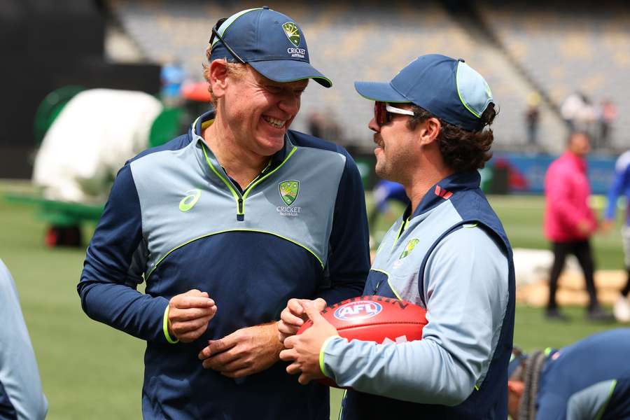 Australia men's head coach Andrew McDonald shares a laugh with Travis Head during the ODI series. Australia men's head coach Andrew McDonald shares a laugh with Travis Head during the ODI series.