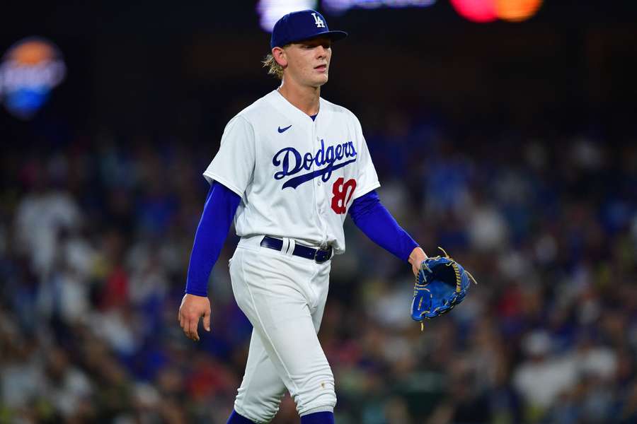 Sheehan returns to the dugout after being relieved in the fifth inning against the San Francisco Giants