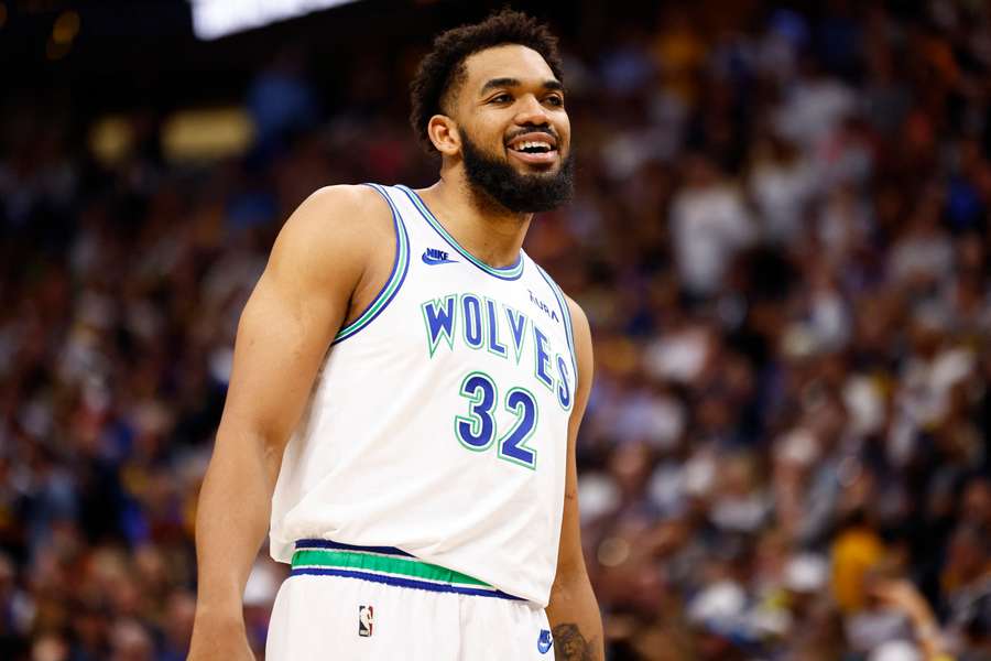 Minnesota's Karl-Anthony Towns during the Timberwolves' series-clinching victory over the Denver Nuggets in the NBA playoffs
