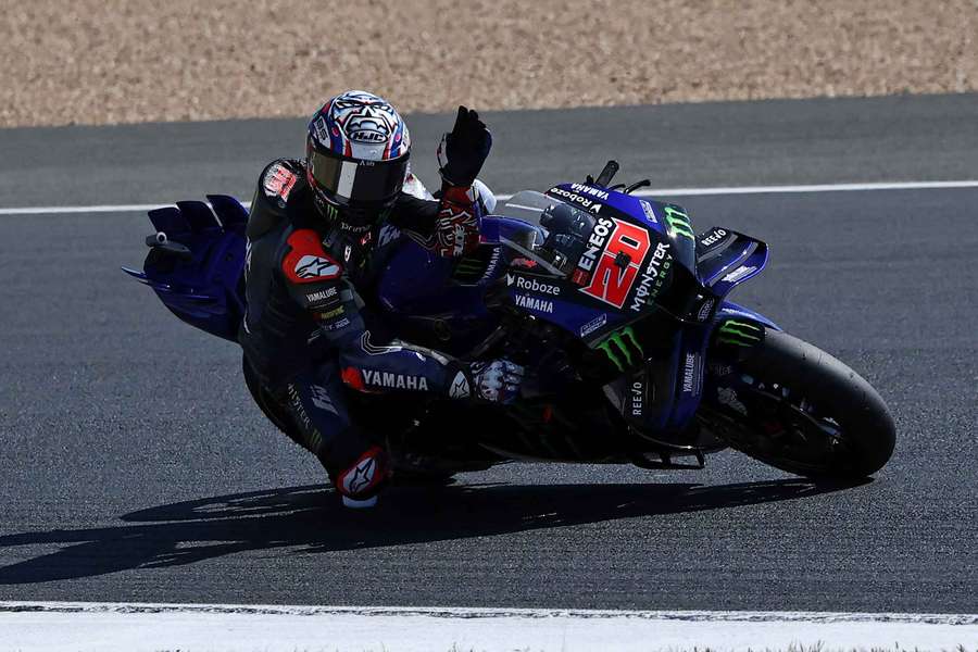 Fabio Quartararo celebrates after qualifying in pole position