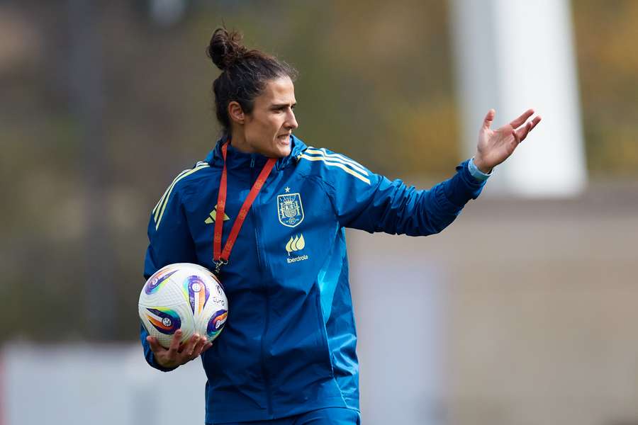 Montse Tomé, en un entrenamiento de la selección.