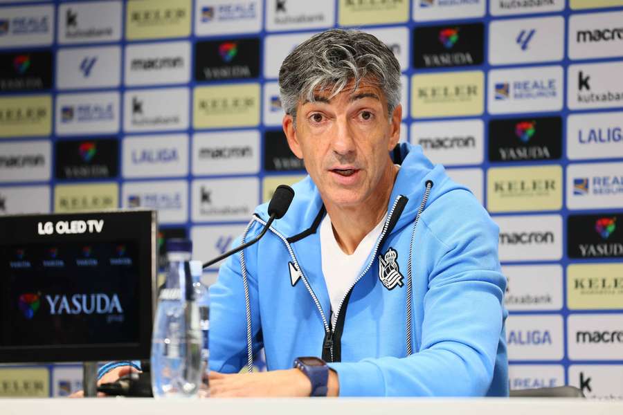 Imanol Alguacil, en la rueda de prensa previa a recibir al Atlético