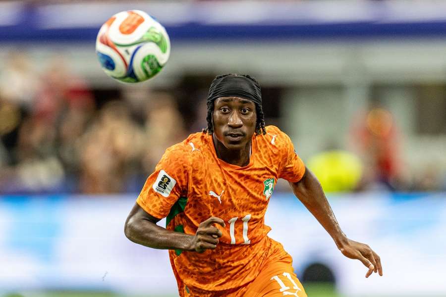 Ivory Coast's Yan Diomande in action against Norway in the World Cup