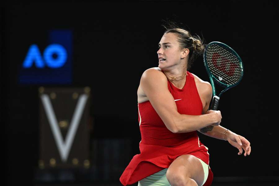 Aryna Sabalenka in actie tijdens het Australian Open
