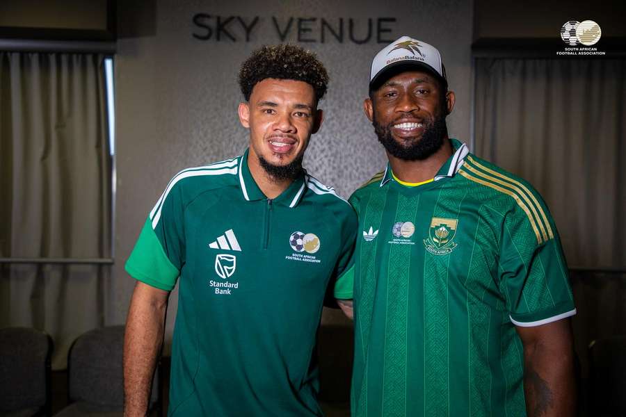 Springbok captain Siya Kolisi visited Bafana Bafana in their Durban camp