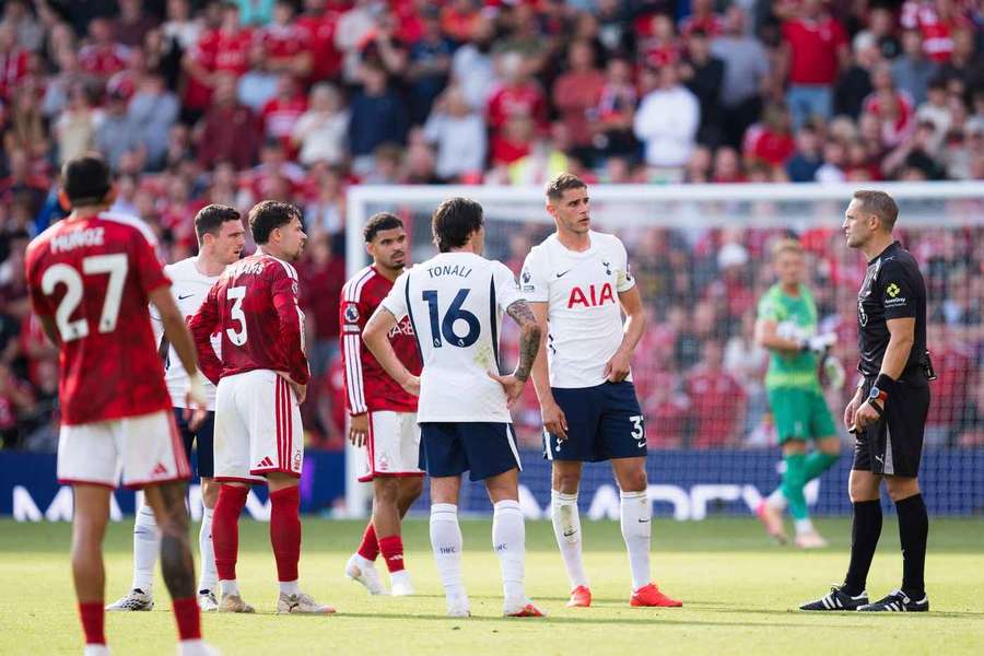 Referee Craig Pawson disallows Neco William's goal against Tottenham