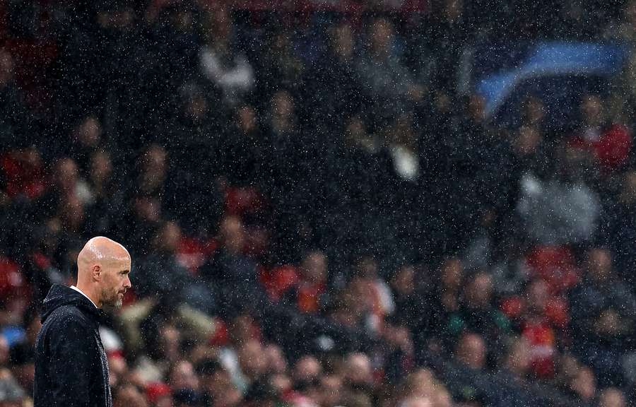 Erik ten Hag reacts during the UEFA Champions league group A football match between Manchester United and Galatasaray