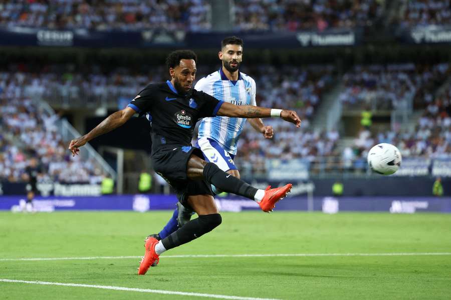 Pierre-Emerick Aubameyang of Deportivo A Coruna in action against Malaga Pierre-Emerick Aubameyang of Deportivo A Coruna in action against Malaga