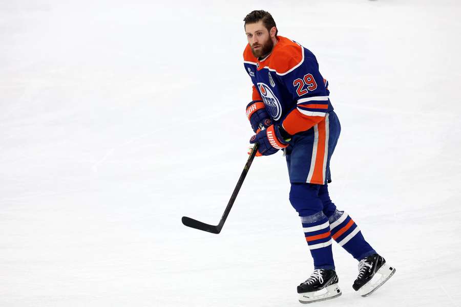 Oilers' Leon Draisaitl skates before a game