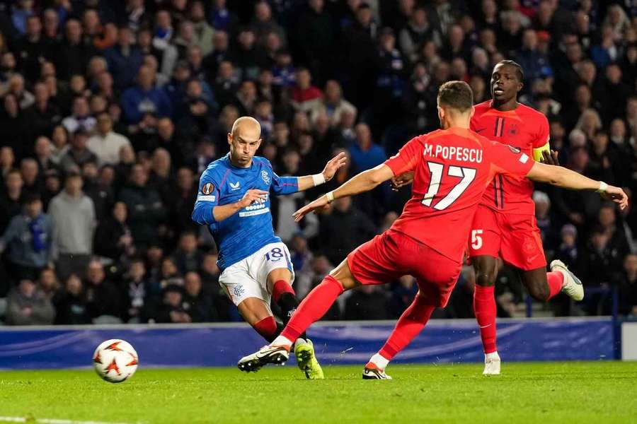 Vaclav Cerny of Rangers scores his second of the night