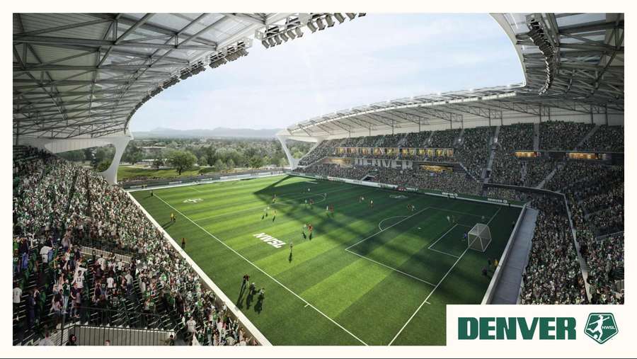 A rendering of the planned National Women's Soccer League Stadium in Denver's Baker neighborhood