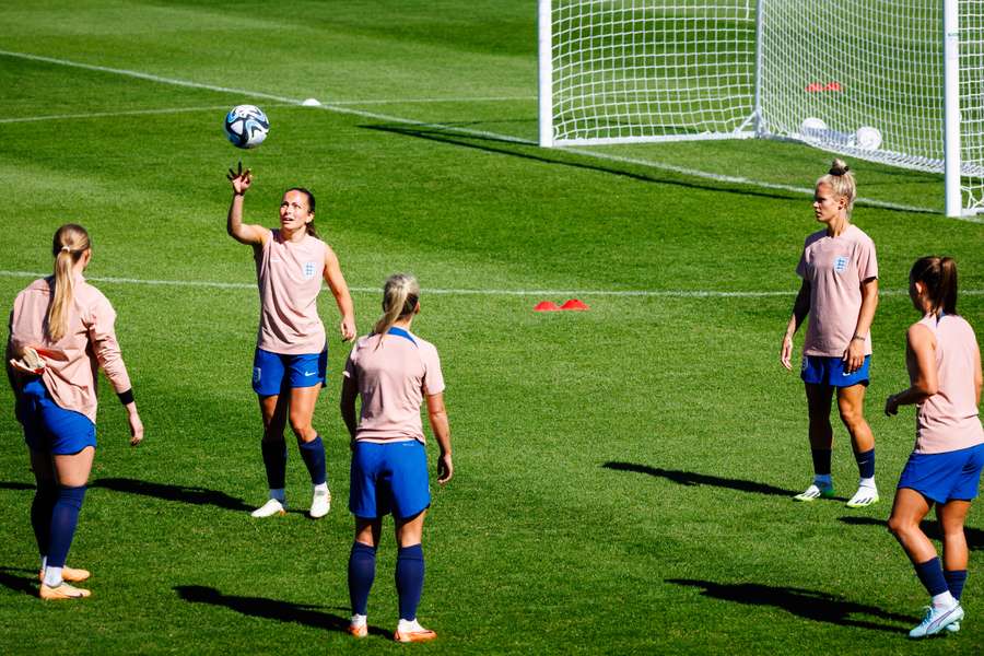 England's players take part in a training session ahead of the match with Haiti