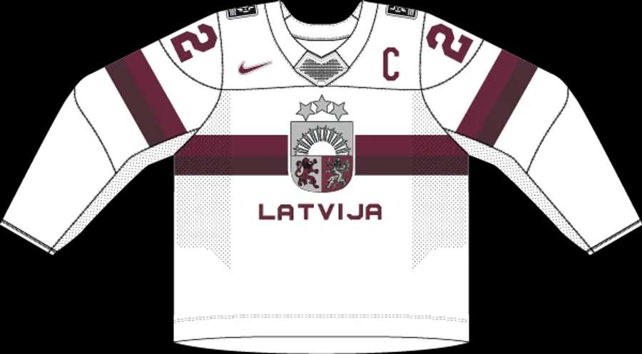 Bílý dres Lotyšska.