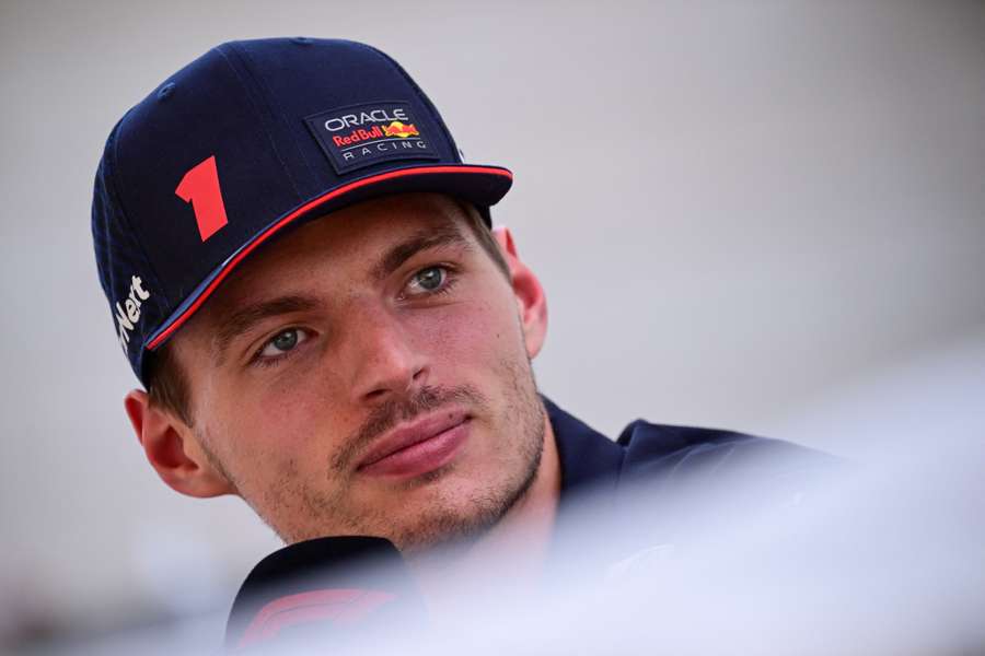 Red Bull Racing's Dutch driver Max Verstappen gives an interview before the first practice session