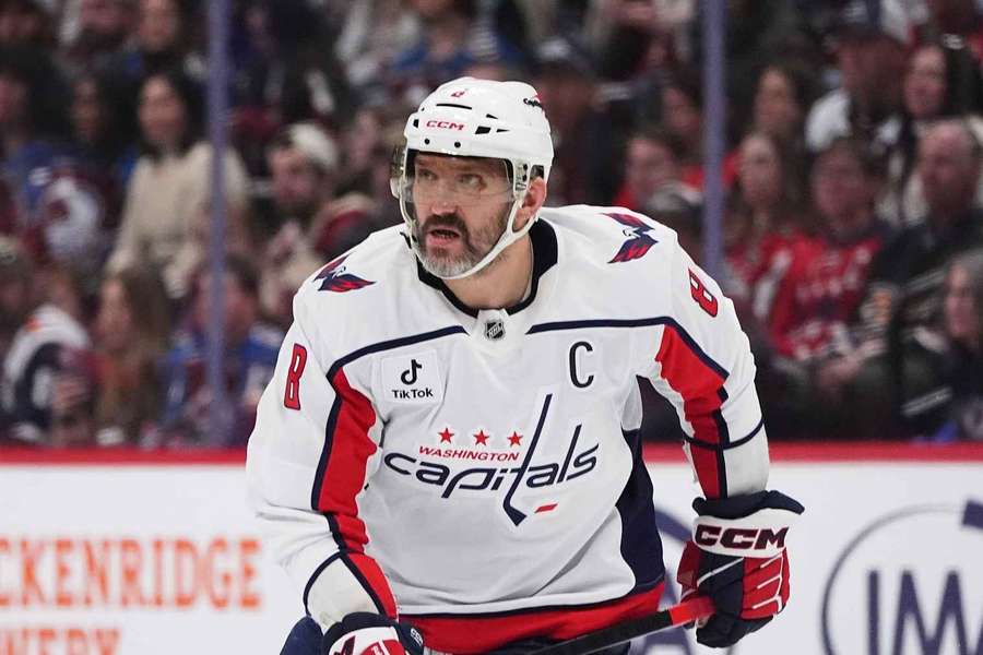 Alex Ovechkin skates during a game