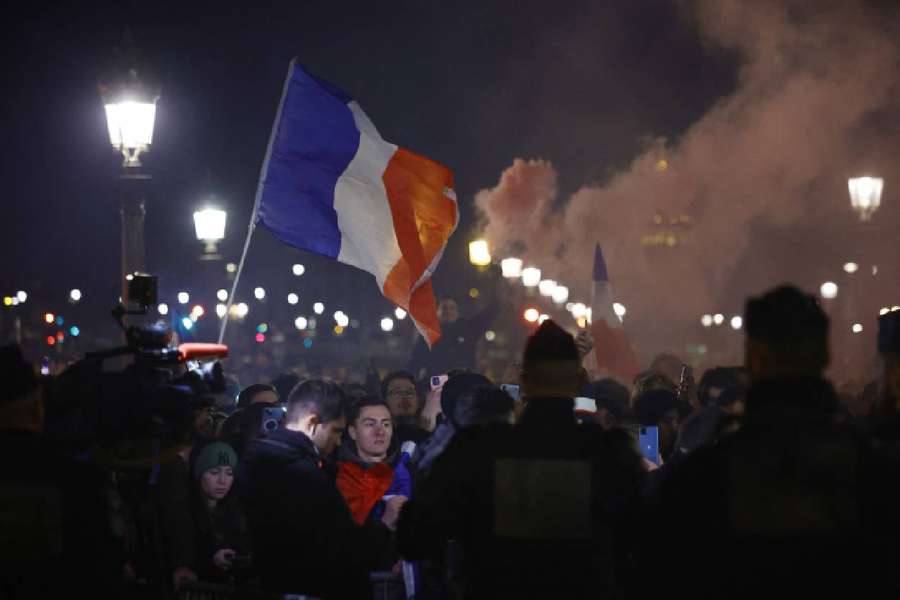 France fans gather at the Place de la Concorde square in Paris