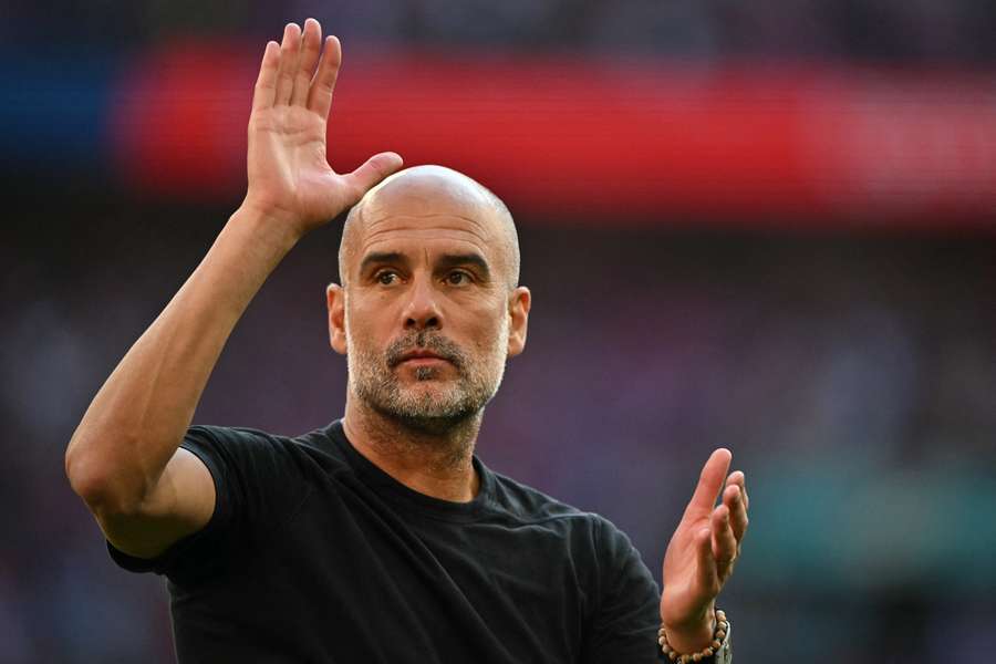 Guardiola gestures after the game
