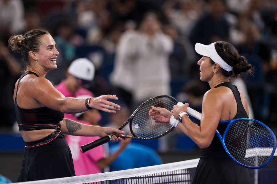 Sabalenka (L) and Pegula during Wuhan last year Sabalenka (L) and Pegula during Wuhan last year